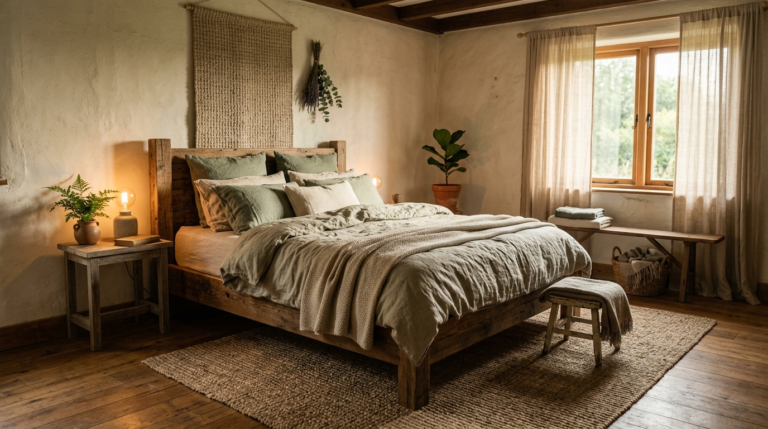Beautiful Textured Linens and Rustic Bedroom Sanctuary Ideas